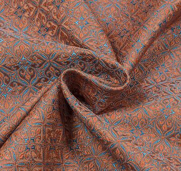 Noble brocade, blue and cinnamon