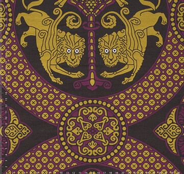 Byzantine silk samite, winged lions, 100% silk,  black