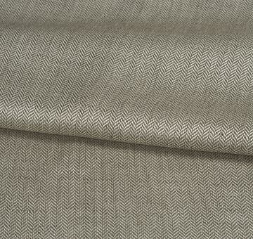 Army green-white herringbone linen cotton blend fabric