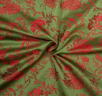 Japanese brocade, red and olive