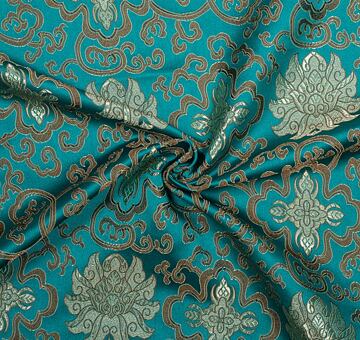 Brocade Water Lily, gold and teal