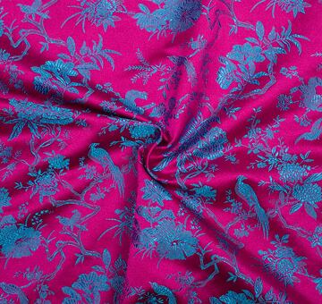 Japanese brocade, fuchsia and blue