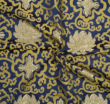 Brocade Water Lily, gold and dark blue