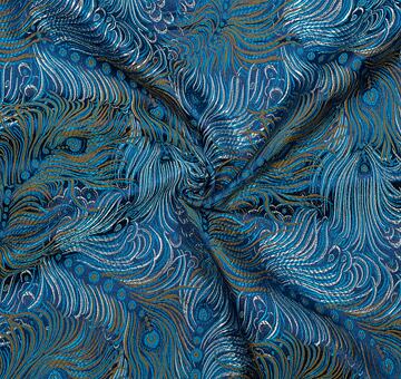 Peacock feather brocade, blue