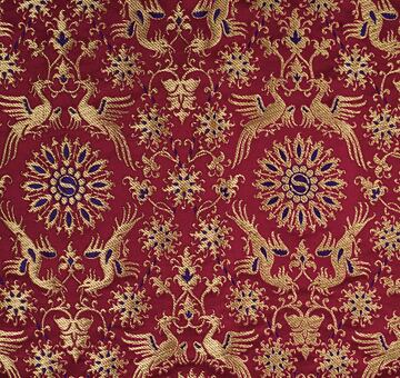 Gothic brocade of St. Catherine, silk blend, red